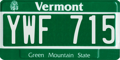 VT license plate YWF715