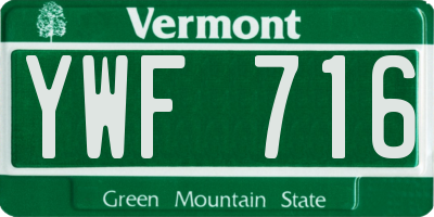 VT license plate YWF716