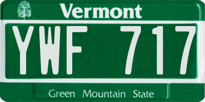 VT license plate YWF717