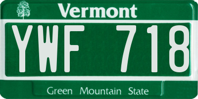 VT license plate YWF718