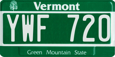 VT license plate YWF720