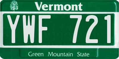 VT license plate YWF721