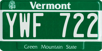 VT license plate YWF722