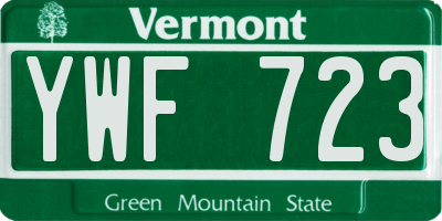 VT license plate YWF723