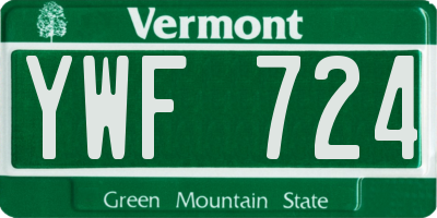 VT license plate YWF724