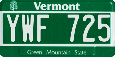 VT license plate YWF725