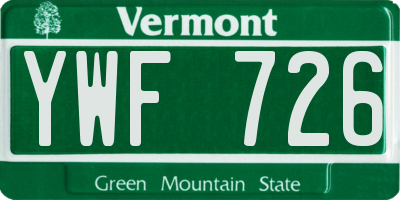 VT license plate YWF726