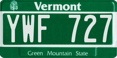 VT license plate YWF727