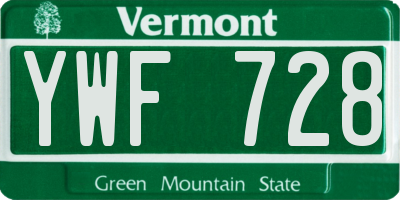 VT license plate YWF728