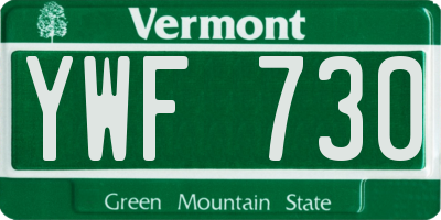 VT license plate YWF730