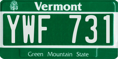 VT license plate YWF731