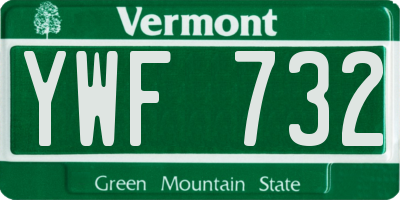 VT license plate YWF732
