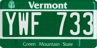 VT license plate YWF733