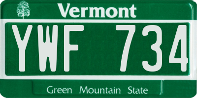 VT license plate YWF734