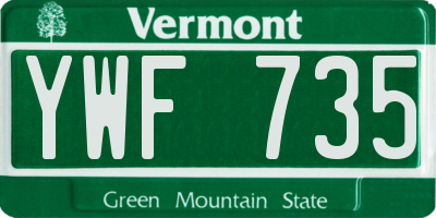 VT license plate YWF735