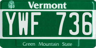 VT license plate YWF736