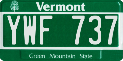 VT license plate YWF737