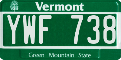 VT license plate YWF738