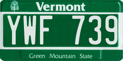 VT license plate YWF739