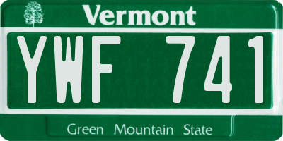VT license plate YWF741