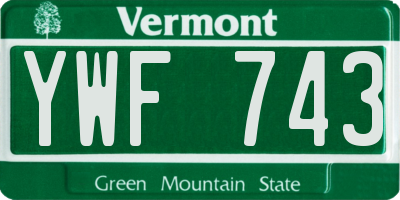 VT license plate YWF743