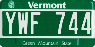 VT license plate YWF744