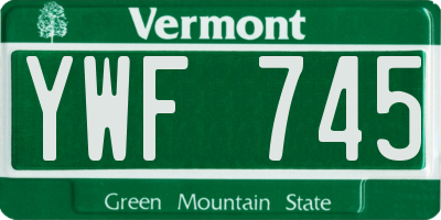 VT license plate YWF745