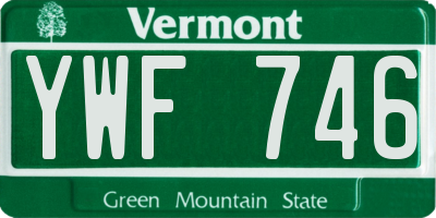 VT license plate YWF746