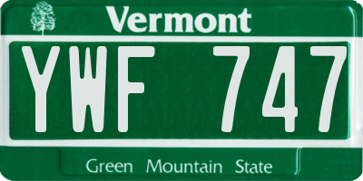 VT license plate YWF747