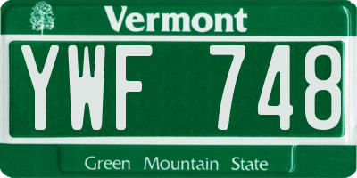 VT license plate YWF748