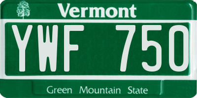 VT license plate YWF750