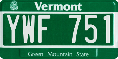 VT license plate YWF751
