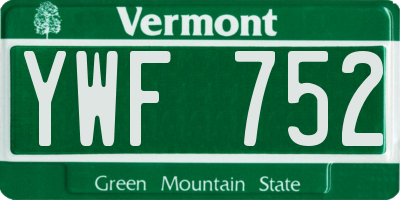 VT license plate YWF752