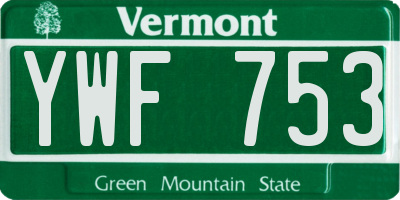 VT license plate YWF753
