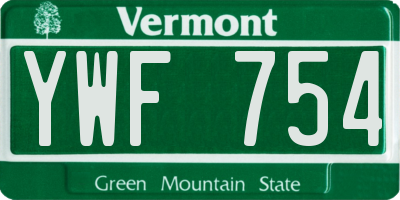 VT license plate YWF754