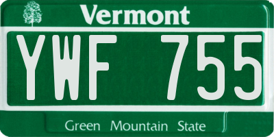 VT license plate YWF755
