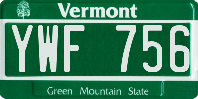 VT license plate YWF756