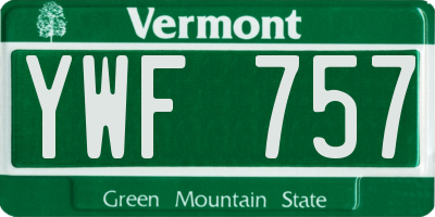 VT license plate YWF757