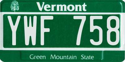 VT license plate YWF758