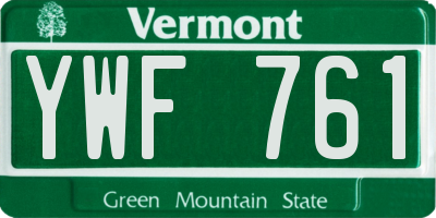 VT license plate YWF761