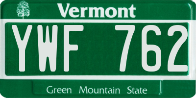 VT license plate YWF762