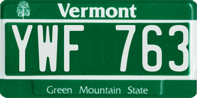 VT license plate YWF763