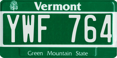 VT license plate YWF764