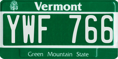 VT license plate YWF766
