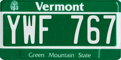 VT license plate YWF767