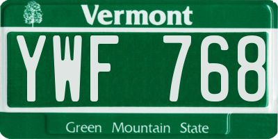 VT license plate YWF768