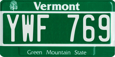 VT license plate YWF769