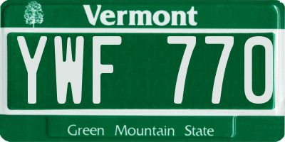 VT license plate YWF770