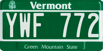 VT license plate YWF772