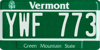 VT license plate YWF773